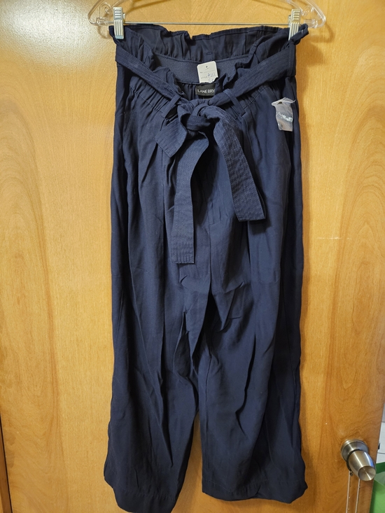 Lane Bryant Pants - Lane Bryant Navy Paperbag Tie-Waist Wide Leg Pants